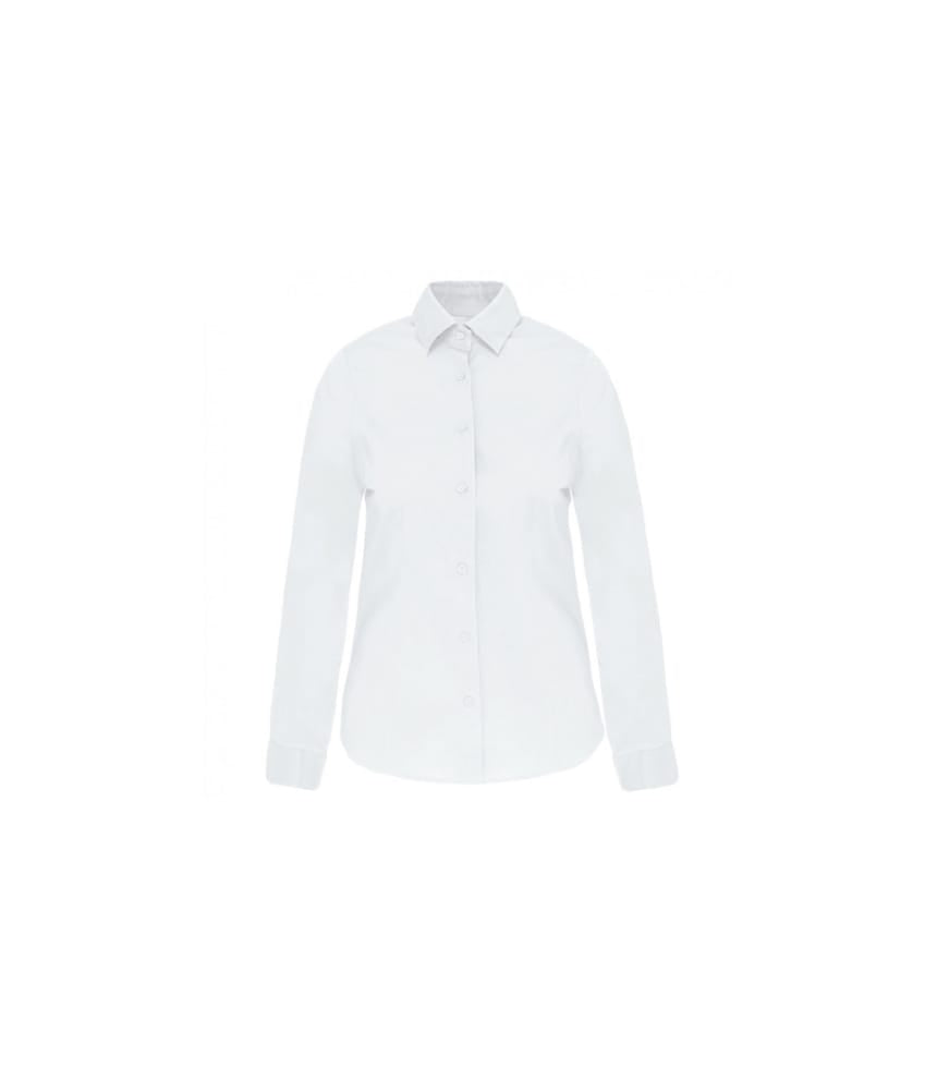 Camicia donna da sala bianca cot/elast. manica lunga
