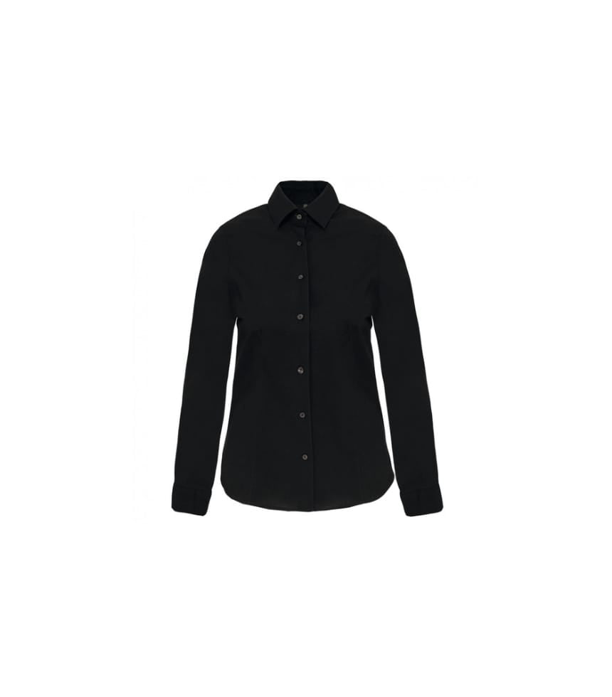 Camicia donna da sala nera manica lunga cot/elast.