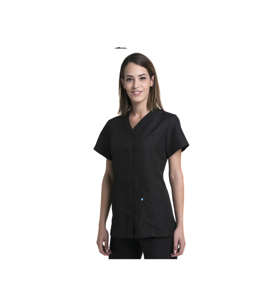 Casacca donna nera e blu mezza manica antimacchia no stiro