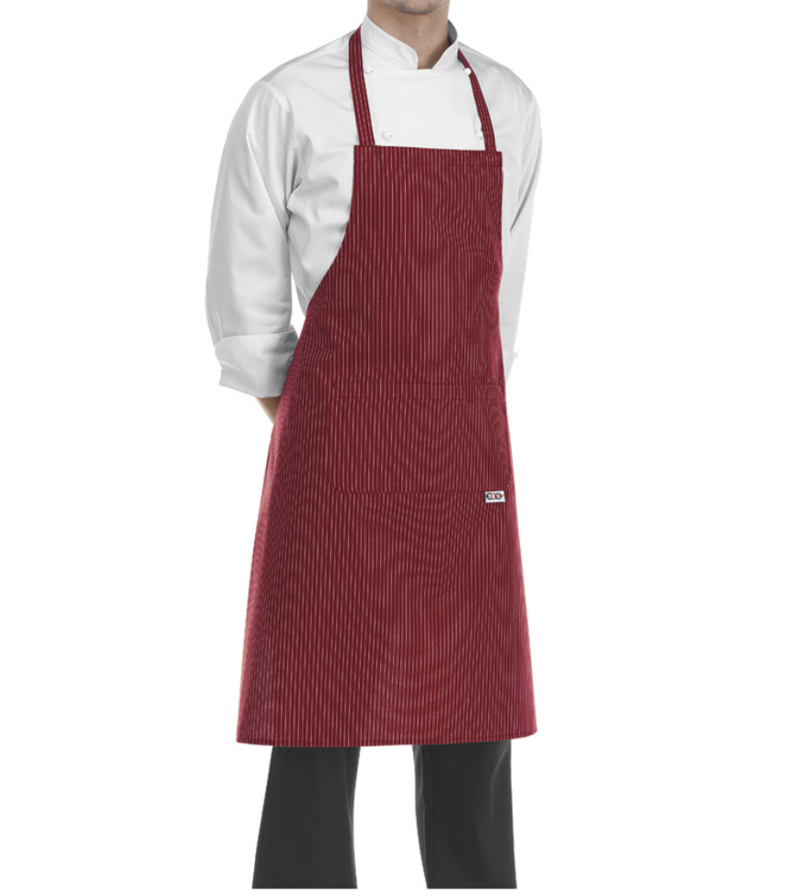 Grembiule con Pettorina Gessato Nero e Bordeaux