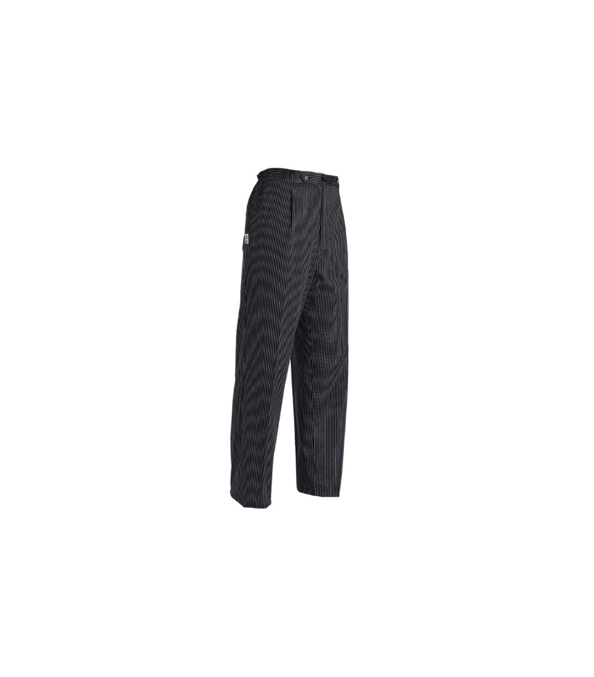 Pantalone Da Cuoco Gessato - 100% Cotone, Vita Media, Righe Bianche/Nere - Foto 4