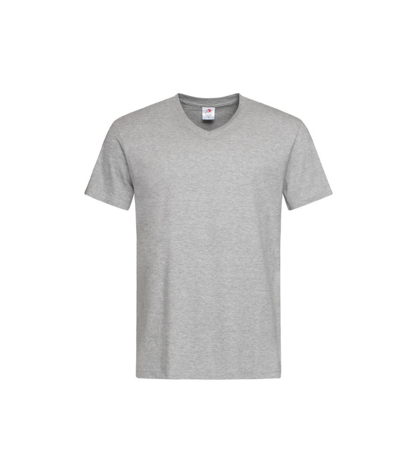 Polo-grigia-scollo-a-V-cotone-100%