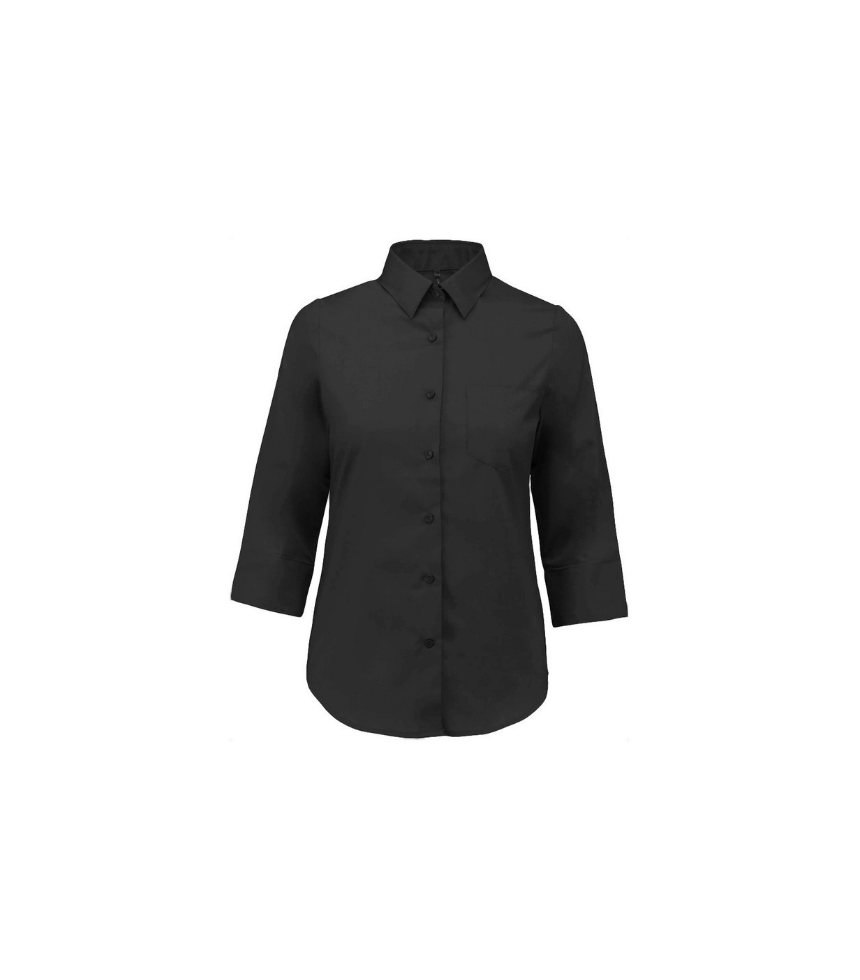 camicia-donna-nera-manica-3/4-cotone-elasticizzato