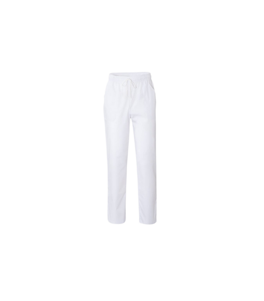 Pantalone bianco unisex medicale con elastico in vita 100% cotone