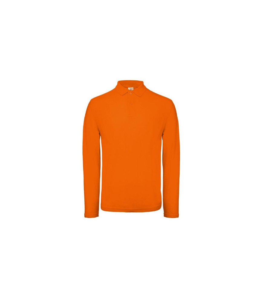 Polo-arancione-manica-lunga-100%-cotone